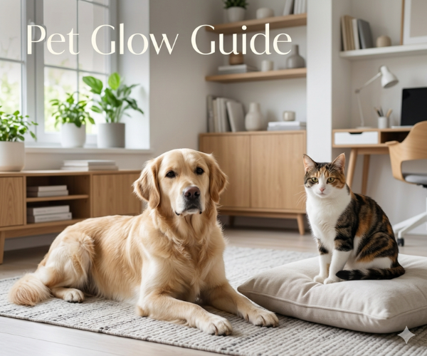Dog and cat in a bright modern home for Pet Glow Guide about section PetGlowGuide Product Recommendations